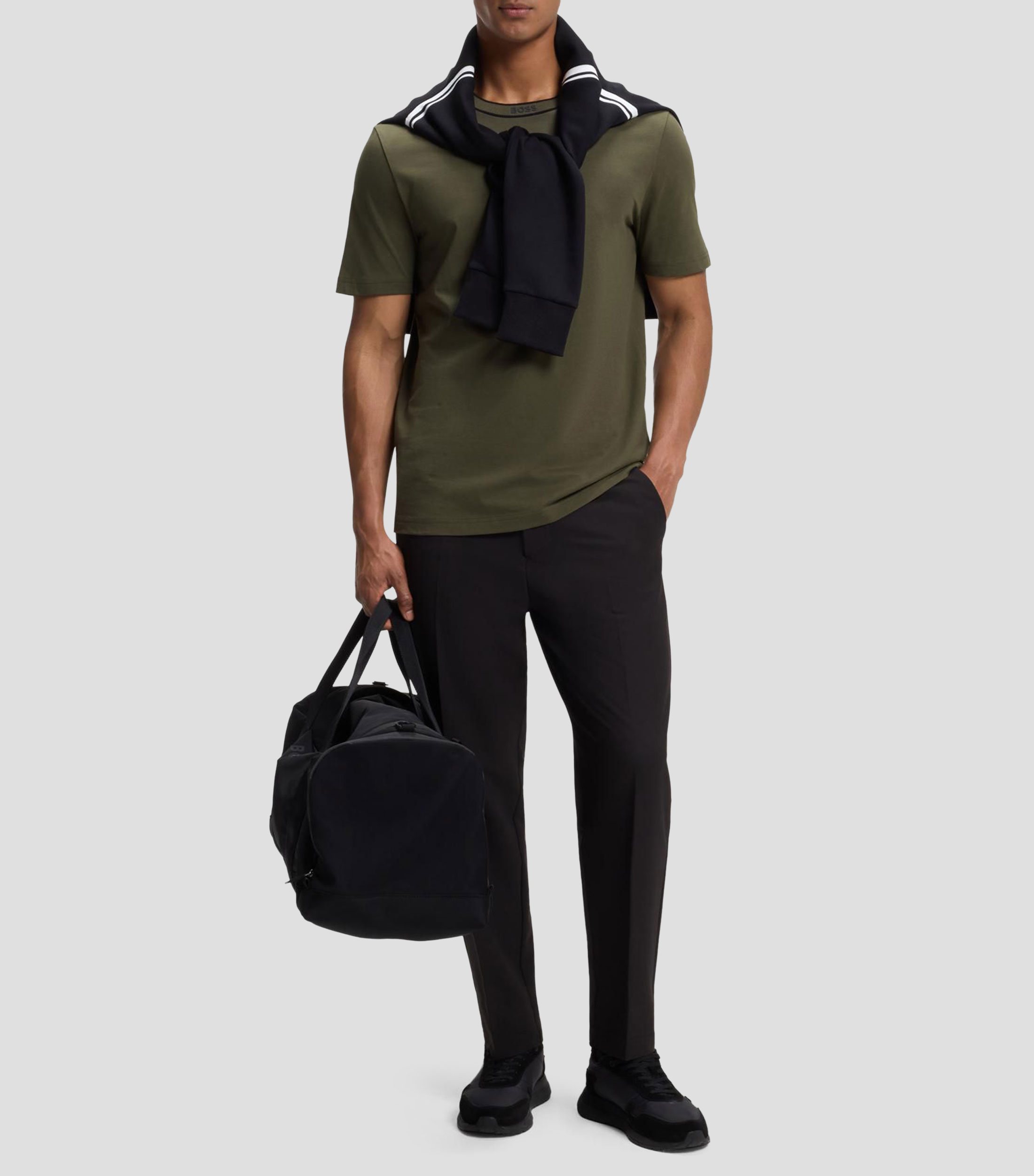 Playera de algodón con cuello redondo y logo Hombre